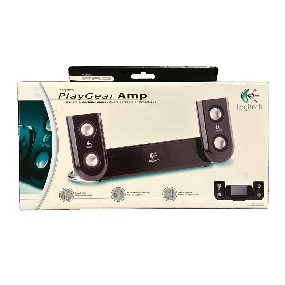 Logitech PlayGear Amp Speaker For Sony PSP Model S-0179A Black W/Case Open Box - Picture 11 of 12
